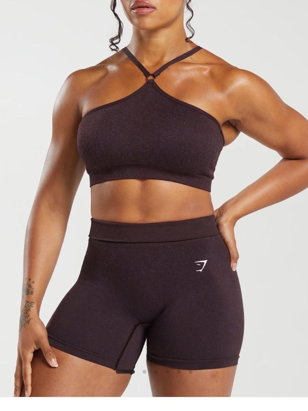 Gymshark High-Neck Adapt Fleck Workout Set in Plum